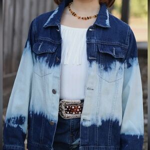 Girls Bleach Long Sleeve Button Jean Jacket with 2 Front Pockets NWOT